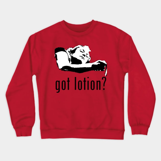 Got Lotion? Buffalo Bill (Black & White) Crewneck Sweatshirt by Zombie Squad Clothing